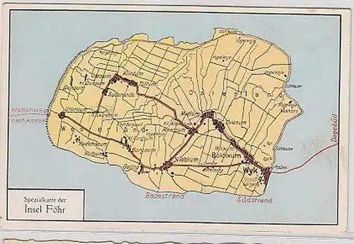 39556 Ak Carte spéciale de l'île de Föhr vers 1920