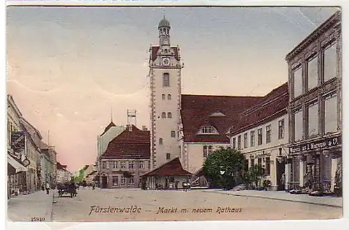39503 Ak Fürstenwalde Spree Marktplatz mit Rathaus 1910