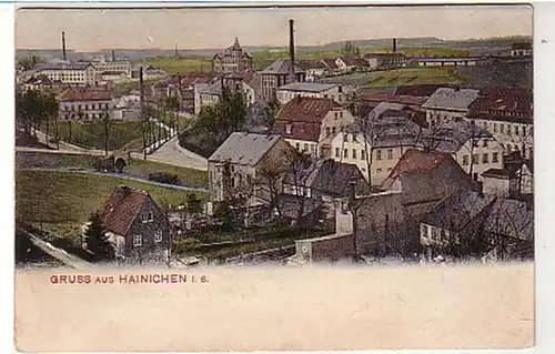 39469 Ak Gruß aus Hainichen in Sa. Totalansicht 1907