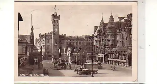 39370 Ak Erfurt Bahnhofsplatz 1952