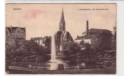 39355 Ak Aachen Ludwigsplatz mit Kreuzkirche um 1920