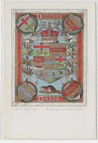 39339 Armoiries Ak Lithographie Canada Canada vers 1900