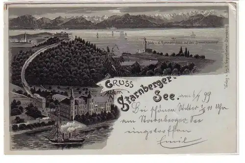 39302 Carte de la Lune Salutation du Lac Starnberg 1899