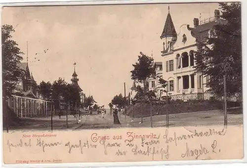 39272 Ak Gruß aus Zinnowitz neue Strandstrasse 1900