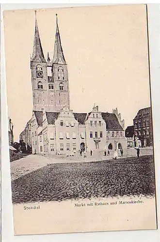 39251 Ak Stendal marché avec hôtel de ville et église mariale1910