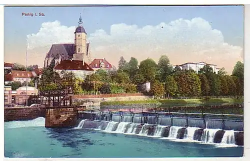 39212 Ak Penig in Sachsen Stadtkirche und Wehr um 1910