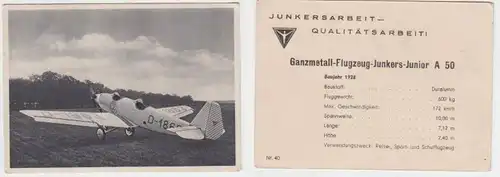 39195 Publicité Carte Junkers Aéroports de Jonker A 50