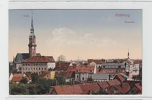 39140 Ak Radeberg Kirche und Hauptstraße um 1910