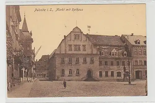 39029 Ak Pulsnitz Markt mit Rathaus um 1910
