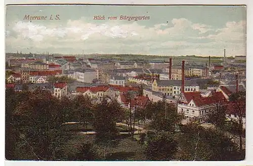 38996 Feldpost Ak Meerane Blick vom Bürgergarten 1915