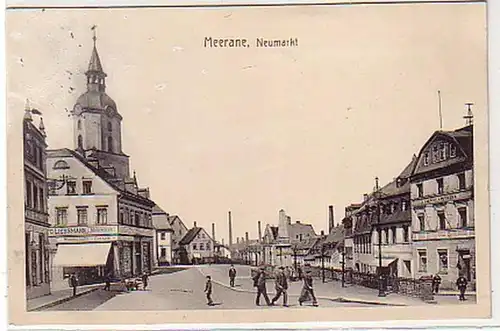 38954 Ak Meerane Neumarkt mit Geschäften 1909