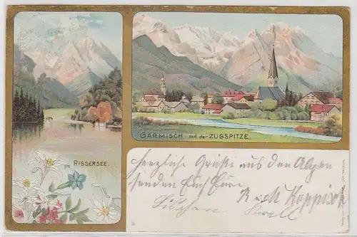 38944 Ak Garmisch avec le point de traction Kreisersee 1900