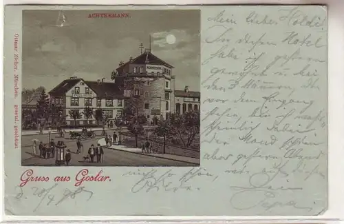 38917 Carte de la Lune Salutation de Goslar Achtermann 1898