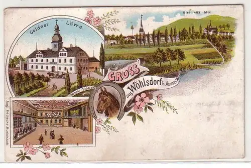 38900 Ak Lithographie Salutation de Wöhlsdorf près de Auma 1910