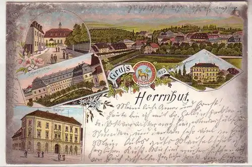 38887 Ak Lithographie Gruss aus Herrnhut 1899