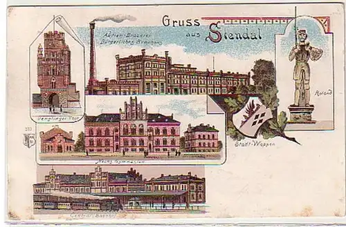 38844 Ak Lithographie Gruss aus Stendal 1900