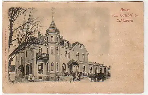 38846 Ak Gruß vom Gasthof zu Schönborn 1901