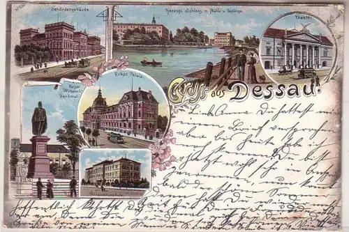 38825 Ak Lithographie Salutation de Dessau 1898