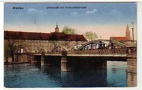 38810 Ak Breslau Universität mit Universitätsbrücke