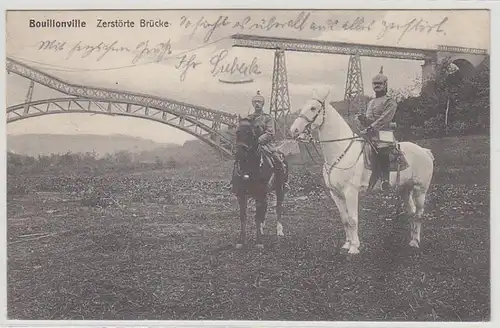 38798 Ak Bouillonville Lothringen zerstörte Brücke 1914