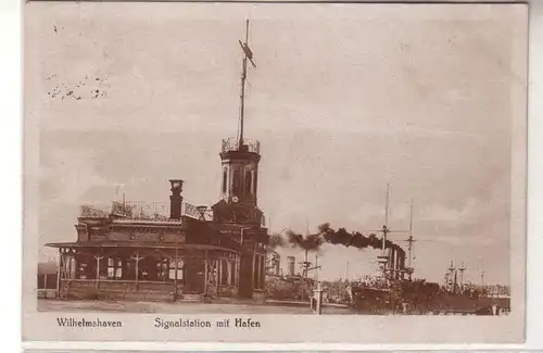 38796 Ak Wilhelmshaven station de signalisation avec port 1921