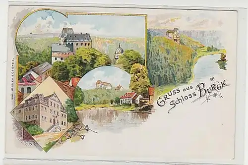 38786 Ak Lithographie Salutation de Château de Burgk vers 1900