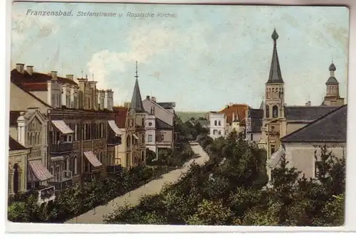 38780 Ak Franzensbad Stefanstrasse et l'Église russe 1909
