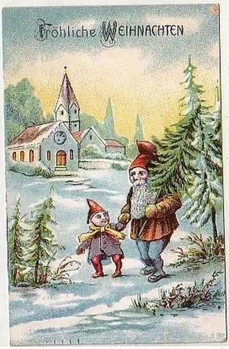 38779 Ak Père Noël avec enfant et arbre 1909