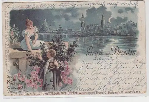 38762 Reklame Ak Lithographie Gruss aus Dresden 1897