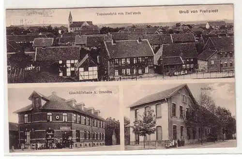38758 Mehrbild Ak Gruß von Frellstadt Geschäftshaus, Schule usw. 1916