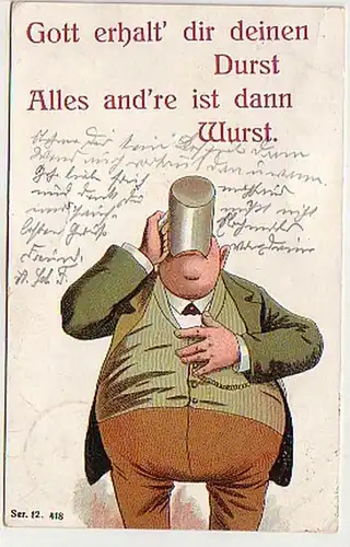 38747 Humor Reim Ak Biertrinker 1909