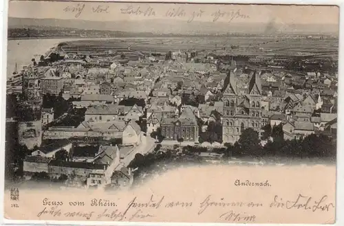 38727 Ak Gruss du Rhin Andernach Vue totale 1900