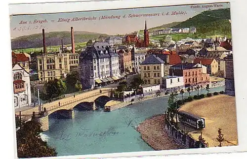 38688 Ak Aue im Erzgebirge König Albertbrücke 1924