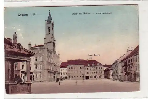38681 Feldpost Ak Kamenz in Sa. Markt mit Rathaus 1916