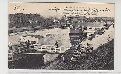 38679 Ak Pirna Elbepartie mit Landungsbrücken 1924