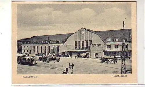 38674 Ak Karlsruhe gare centrale avec tram en 1930