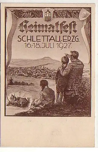 38585 Ak Heimatfest Schlettau im Erzgebirge Juli 1927