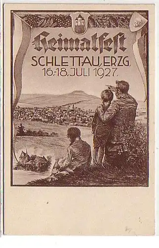 38531 Ak La fête d'origine Schlettau dans les montagnes Métallifères Juillet 1927
