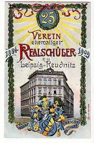 38482 Ak Verein Realschüler zu Leipzig Reudnitz 1909
