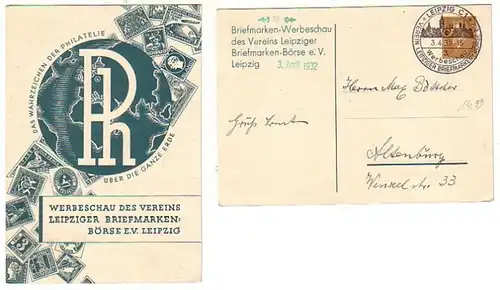 38441 Ganzsachen Ak Briefmarkenbörse Leipzig 1932