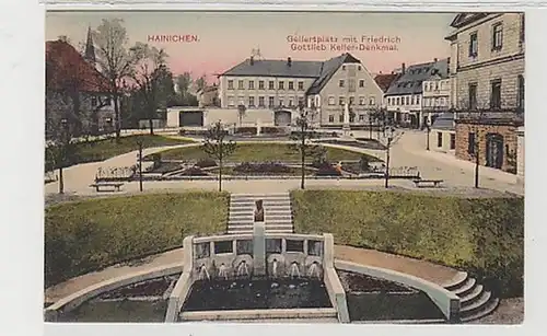 38299 Ak Hainichen Gellertplatz mit Denkmal 1912