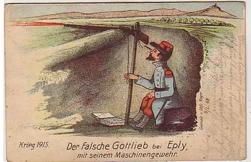 38293 Feldpost Ak Der falsche Gottlieb bei Ebly 1915