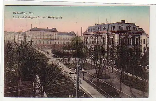 38292 Ak Meerane Amtsgericht und Webschule um 1910
