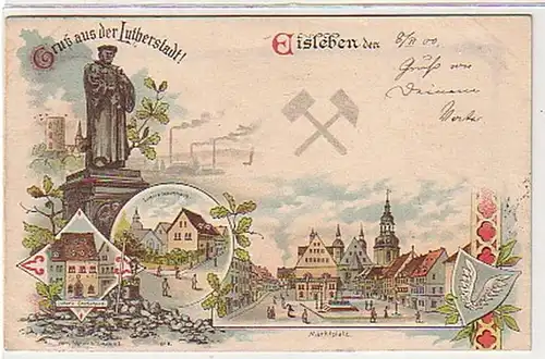 38275 Ak Lithographie Gruß aus Eisleben 1900