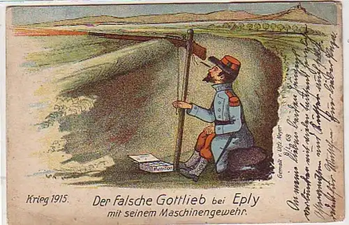 38258 Feldpost Ak Der falsche Gottlieb bei Ebly 1915