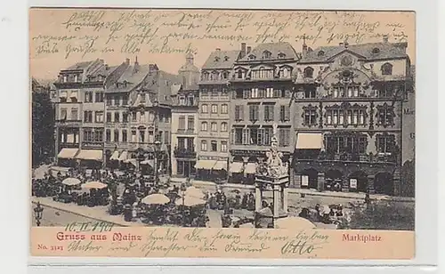 38161 Ak Gruss aus Mainz Marktplatz 1901