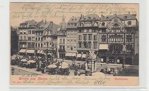 38161 Ak Gruss de Mayence Marktplatz 1901