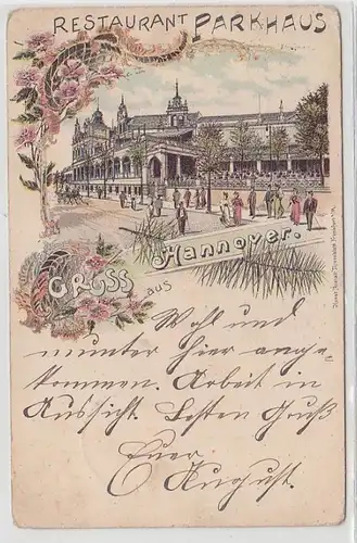 38088 Ak Lithographie Gruß aus Hannover Restaurant Parkhaus 1897