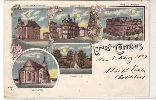 38086 Ak Lithographie Gruss aus Cottbus 1899