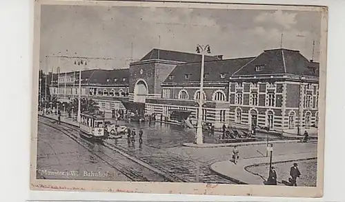 38061 Ak Münster in Westfalen Bahnhof um 1930